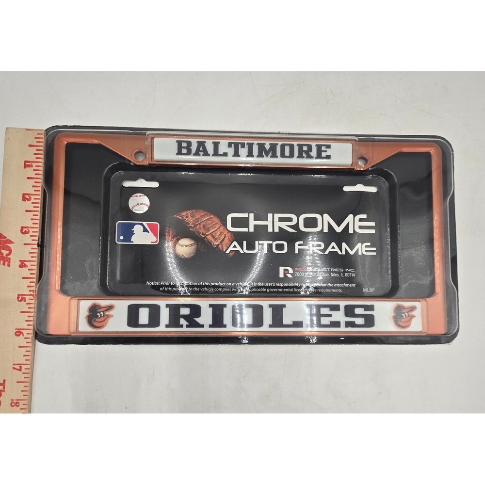 Baltimore Orioles MLB Chrome License Plate Frame Rico Industries Orange